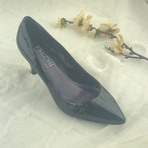 Falchi Carlos Falchi Patent Black Leather Pumps
